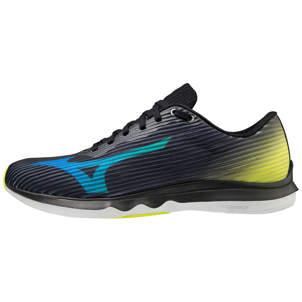 Panske Bezecke Topanky Mizuno Wave Shadow 4 Čierne/Modre/Žlté Vypredaj EYTK14507